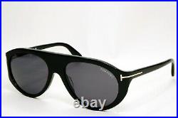 Tom Ford Sunglasses Rex-02 Black Glossy Pilot Grey FT1001 TF 1001 01A 57mm