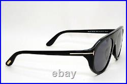 Tom Ford Sunglasses Rex-02 Black Glossy Pilot Grey FT1001 TF 1001 01A 57mm