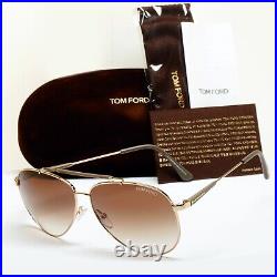 Tom Ford Sunglasses Rick Gold Pilot Brown Gradient Metal FT0378 TF 378 28J