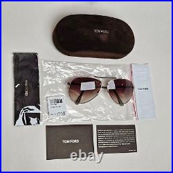 Tom Ford Sunglasses Rick Gold Pilot Brown Gradient Metal FT0378 TF 378 28J