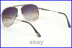 Tom Ford Sunglasses Rick Gold Pilot Brown Gradient Metal FT0378 TF 378 28J