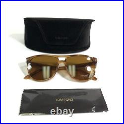 Tom Ford Sunglasses Shelton TF679 45E Brown Horn Aviators Square w Brown Lenses