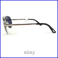 Tom Ford Sunglasses TF 144 18V Marko Silver Round Frames with Blue Lenses