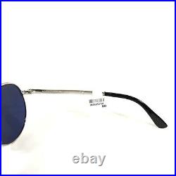 Tom Ford Sunglasses TF 144 18V Marko Silver Round Frames with Blue Lenses