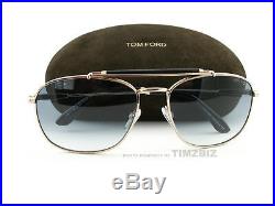 Tom Ford Sunglasses TF339 Marlon 28W Gold Blue FT0339/S Authentic New