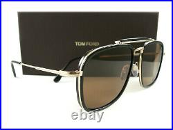 Tom Ford Sunglasses TF665 Huck 01E Black Brown FT0665/S New Authentic