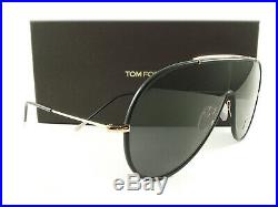 Tom Ford Sunglasses TF671 Mack Black Leather Gold 01A FT0671/S New Authentic
