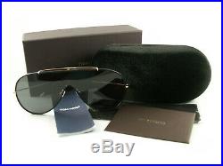 Tom Ford Sunglasses TF671 Mack Black Leather Gold 01A FT0671/S New Authentic