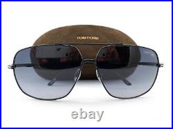 Tom Ford Sunglasses TF746 John-02 01W Titanium Black Blue FT0746/S 62mm