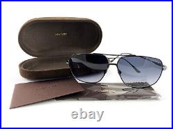 Tom Ford Sunglasses TF746 John-02 01W Titanium Black Blue FT0746/S 62mm