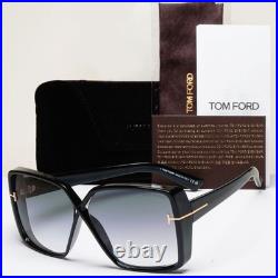 Tom Ford Sunglasses Yvonne Square Black Grey Gradient TF 1117 FT1117 01B 63mm