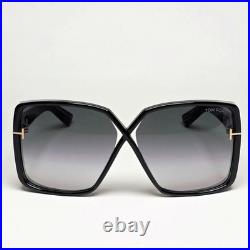 Tom Ford Sunglasses Yvonne Square Black Grey Gradient TF 1117 FT1117 01B 63mm