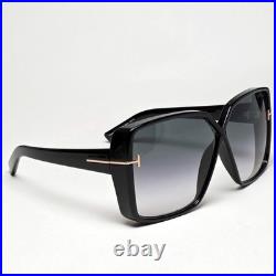 Tom Ford Sunglasses Yvonne Square Black Grey Gradient TF 1117 FT1117 01B 63mm
