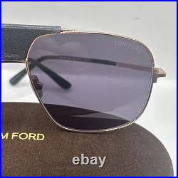 Tom Ford TEX FT 1096 Shiny Gold/Dark Grey (28A) Sunglasses Authentic With Case