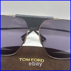 Tom Ford TEX FT 1096 Shiny Gold/Dark Grey (28A) Sunglasses Authentic With Case