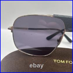 Tom Ford TEX FT 1096 Shiny Gold/Dark Grey (28A) Sunglasses Authentic With Case