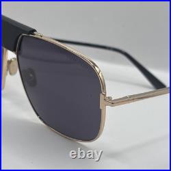 Tom Ford TEX FT 1096 Shiny Gold/Dark Grey (28A) Sunglasses Authentic With Case