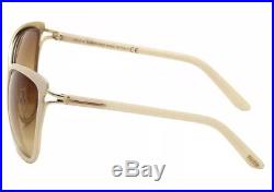 Tom Ford TF 322 32F Celia Ivory White Gold Brown Gradient Women Sunglasses Italy