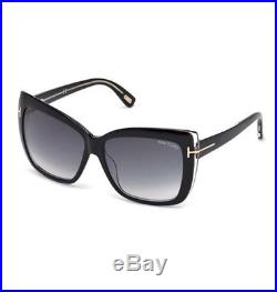 Tom Ford TF 390 IRINA 01B Black Gold FT0390 Grey Smoke Women Sunglasses ITALY