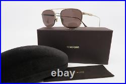 Tom Ford TF 827 28E New Gold/ Brown Pilot JAKE Sunglasses 56mm with defect