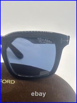Tom Ford TF0751 01V Dax Sunglasses Black/Blue Polarized Lens Authentic