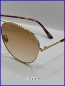 Tom Ford TF0823 30F Clark Sunglasses Shiny Deep Gold/Brown Gradient Pilot 59mm