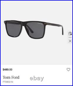 Tom Ford TF0832 -N 01A Fletcher Shiny Lenses Sunglasses Black/Smoke