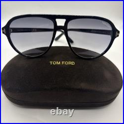 Tom Ford TF0932 01B Jeffrey Aviator Sunglasses Shiny Black Flawless Brand New