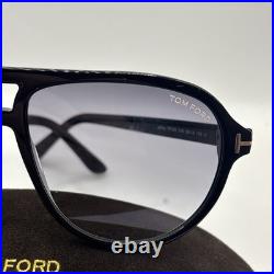 Tom Ford TF0932 01B Jeffrey Aviator Sunglasses Shiny Black Flawless Brand New