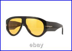 Tom Ford TF1044 01E Oversized Aviator Sunglasses in Black/Yellow Lens
