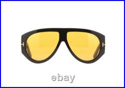 Tom Ford TF1044 01E Oversized Aviator Sunglasses in Black/Yellow Lens