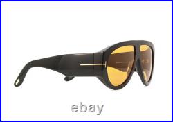 Tom Ford TF1044 01E Oversized Aviator Sunglasses in Black/Yellow Lens