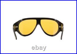 Tom Ford TF1044 01E Oversized Aviator Sunglasses in Black/Yellow Lens