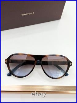 Tom Ford TF1080 Aviator Sunglasses Black Tortoise Green Lens 59-13-145