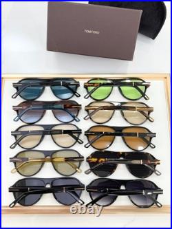 Tom Ford TF1080 Aviator Sunglasses Black Tortoise Green Lens 59-13-145