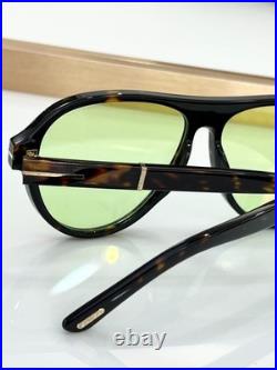 Tom Ford TF1080 Aviator Sunglasses Black Tortoise Green Lens 59-13-145