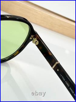 Tom Ford TF1080 Aviator Sunglasses Black Tortoise Green Lens 59-13-145