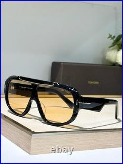 Tom Ford TF1093 RELLEN 71 7-120 Shiny Black Frame Tea Lens Unisex Sunglasses