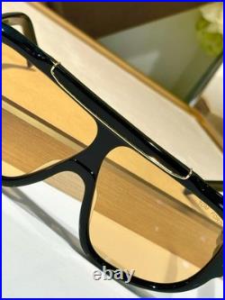 Tom Ford TF1093 RELLEN 71 7-120 Shiny Black Frame Tea Lens Unisex Sunglasses