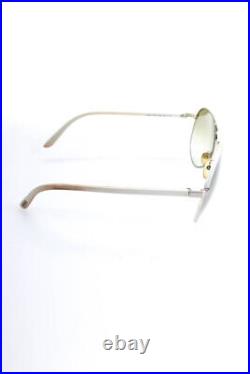 Tom Ford TF112 32N Ivory Plastic Frame Silvano Aviator Sunglasses