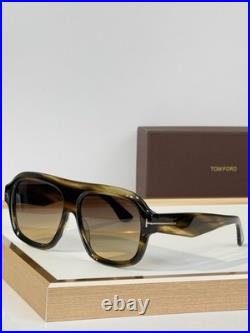 Tom Ford TF1324 Square Sunglasses Tortoise Frame Gradient Brown Lens Unisex UV S