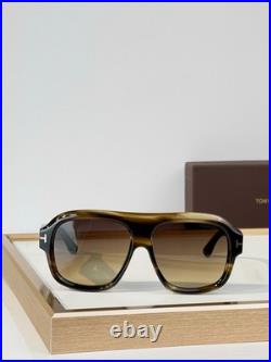 Tom Ford TF1324 Square Sunglasses Tortoise Frame Gradient Brown Lens Unisex UV S