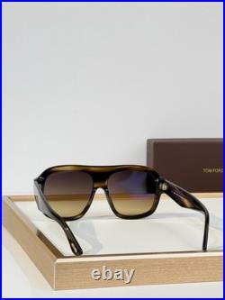 Tom Ford TF1324 Square Sunglasses Tortoise Frame Gradient Brown Lens Unisex UV S