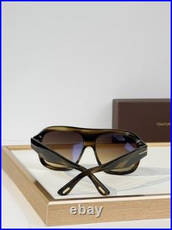 Tom Ford TF1324 Square Sunglasses Tortoise Frame Gradient Brown Lens Unisex UV S
