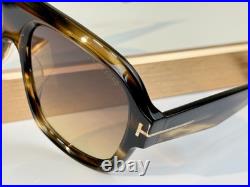 Tom Ford TF1324 Square Sunglasses Tortoise Frame Gradient Brown Lens Unisex UV S