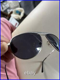 Tom Ford TF207 William Silver 17V Sunglasses Blue Lens Made In Italy, Aviator