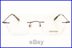 Tom Ford TF5341 brown rimless metal square optical frame eyeglasses NEW $385