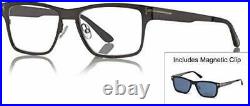 Tom Ford TF5475 12V Ruthenium/Grey Mens Eyeglasses WithMagnetic Clip On Sunglasses