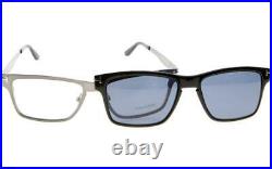 Tom Ford TF5475 12V Ruthenium/Grey Mens Eyeglasses WithMagnetic Clip On Sunglasses