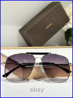 Tom Ford TF557 Silver Aviator Sunglasses Purple Gradient Lenses 58-13-145